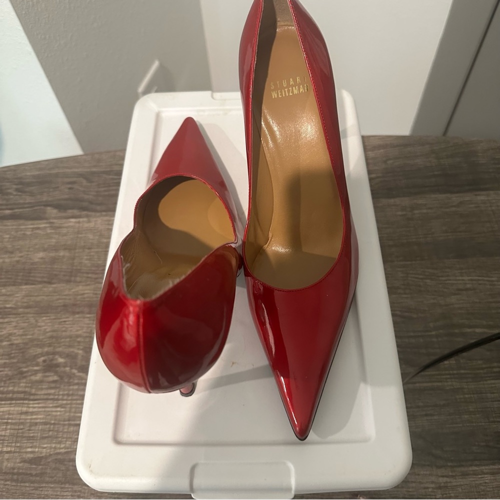 Stuart Weitzman Red Patent Leather Heels